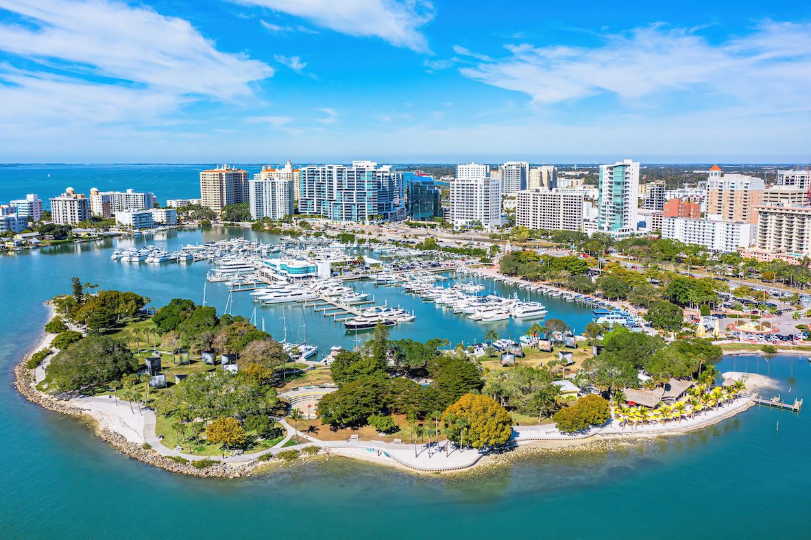 Sarasota Florida Downtown Bayfront Park Marina Jacks Golden Gate